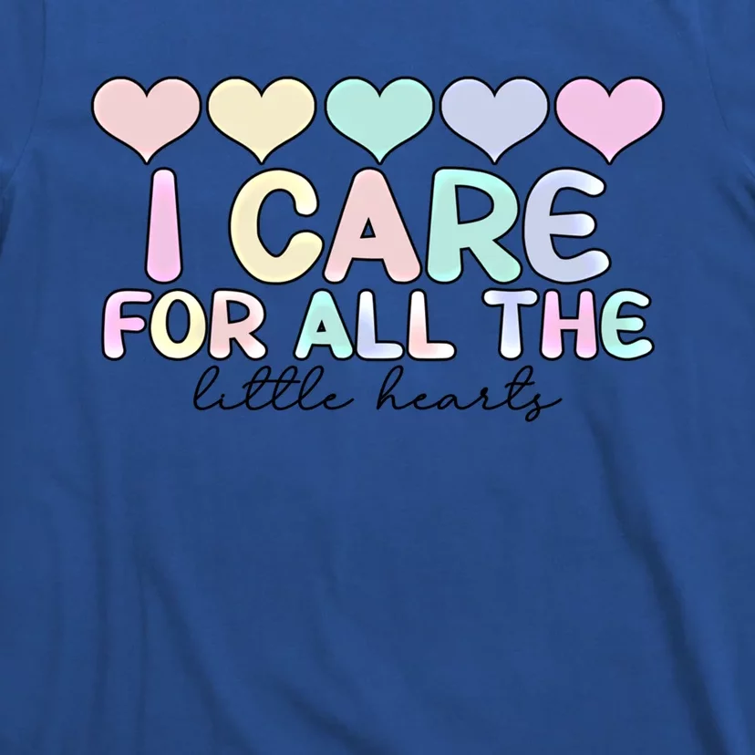 Care For Little Hearts End Of The Year Kindergarten Teacher Gift T-Shirt