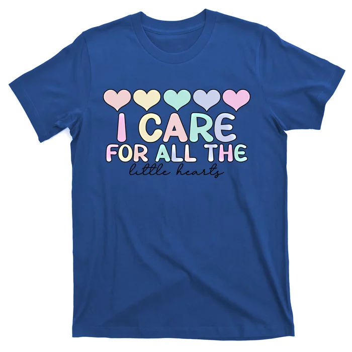 Care For Little Hearts End Of The Year Kindergarten Teacher Gift T-Shirt