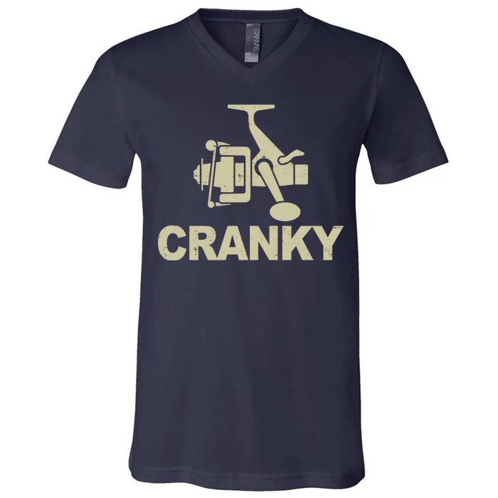 Crankbait Fishing Lure Cranky Funny Fishing Gift V-Neck T-Shirt