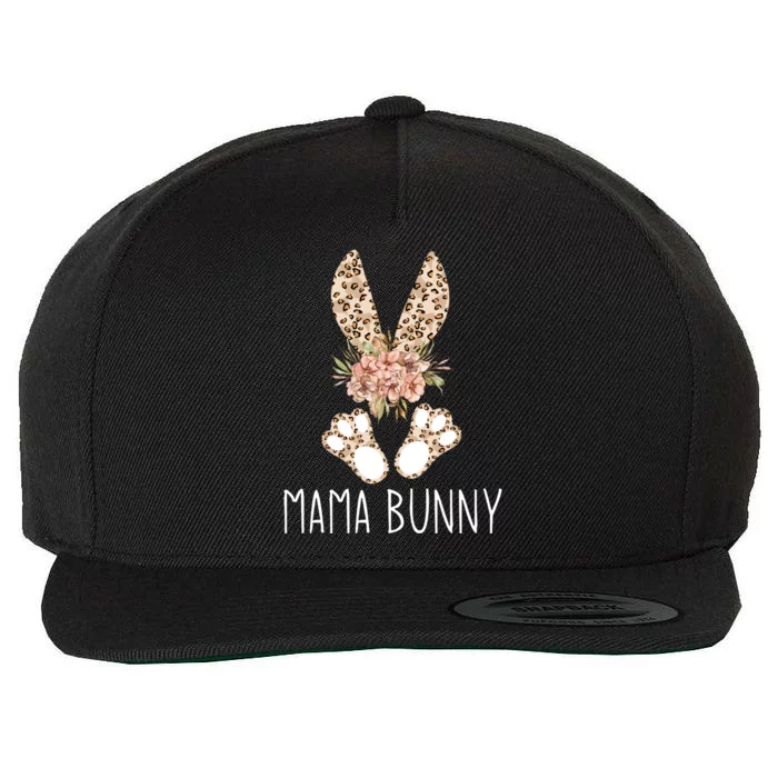 Cute Floral Leopard Print Mama Bunny Easter Gift Wool Snapback Cap