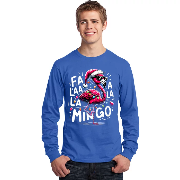 Christmas Fa La La Mingo Flamingo Xmas Gift Long Sleeve Shirt