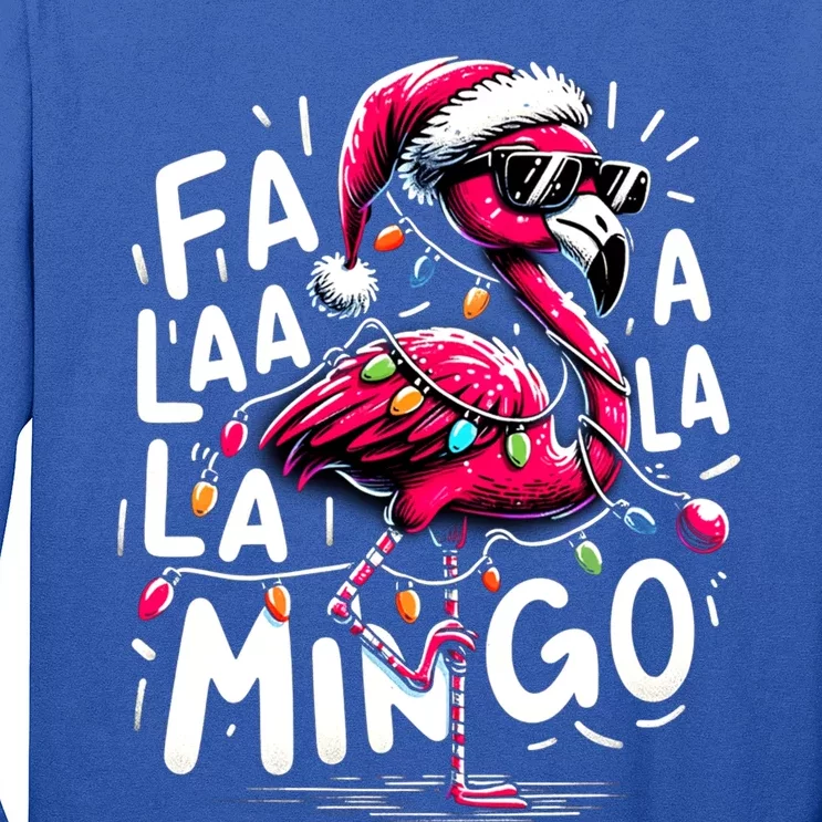 Christmas Fa La La Mingo Flamingo Xmas Gift Long Sleeve Shirt