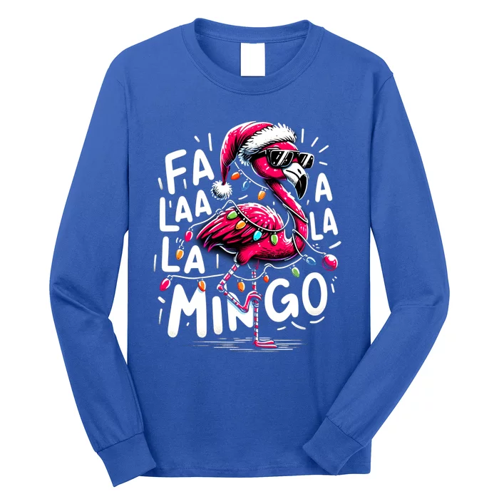 Christmas Fa La La Mingo Flamingo Xmas Gift Long Sleeve Shirt