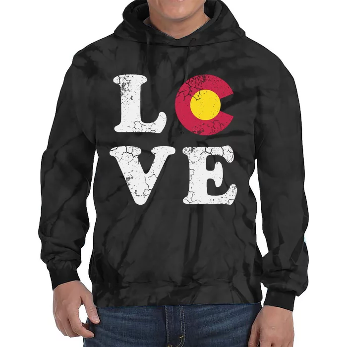 Colorado Flag Love Tie Dye Hoodie