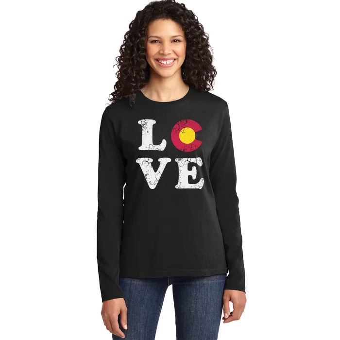 Colorado Flag Love Ladies Long Sleeve Shirt