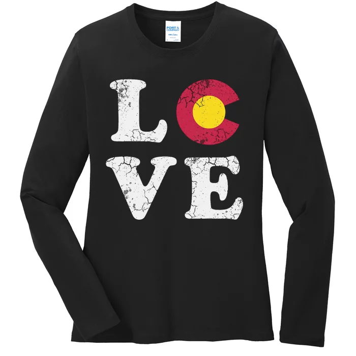 Colorado Flag Love Ladies Long Sleeve Shirt