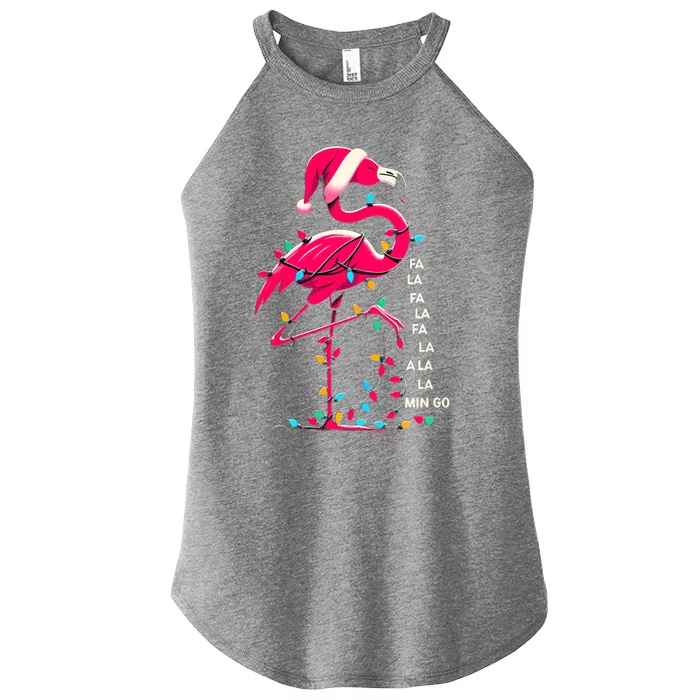 Christmas Fa La La Mingo Flamingo Xmas Gift Women’s Perfect Tri Rocker Tank