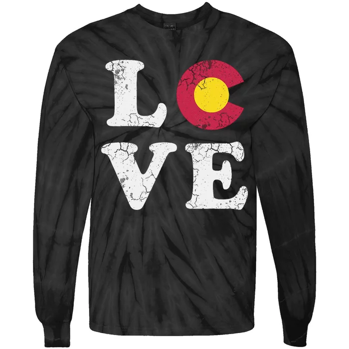 Colorado Flag Love Tie-Dye Long Sleeve Shirt