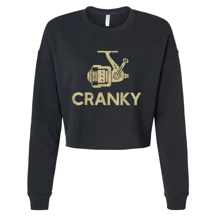 Crankbait Fishing Lure Cranky Funny Gift Ideas For Fishing Cropped Pullover Crew