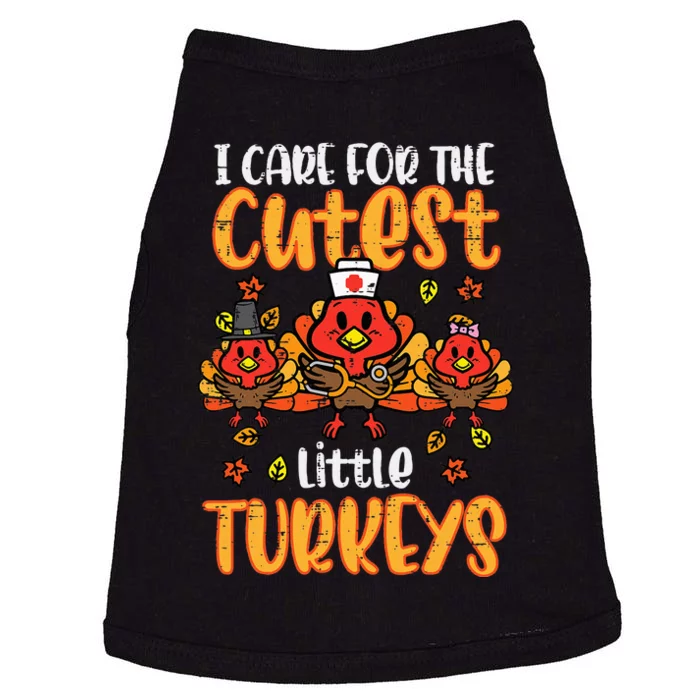 Care For Little Turkeys Nurse Fall Thanksgiving Scrub Top Doggie Tank