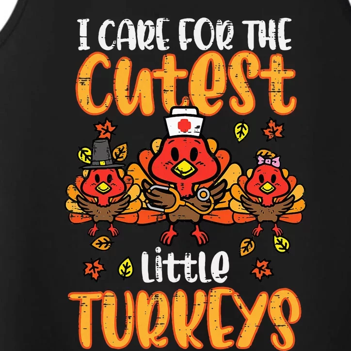 Care For Little Turkeys Nurse Fall Thanksgiving Scrub Top Performance Tank