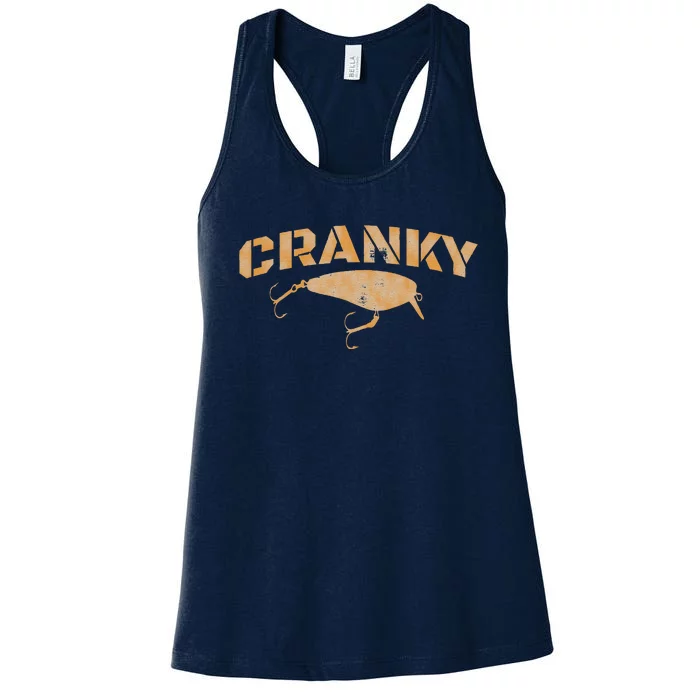 Crankbait Fishing Lure Cranky Funny Gift Ideas For Fishing Women's Racerback Tank