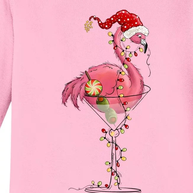 Christmas Flamingo Lights Holiday Season Baby Long Sleeve Bodysuit