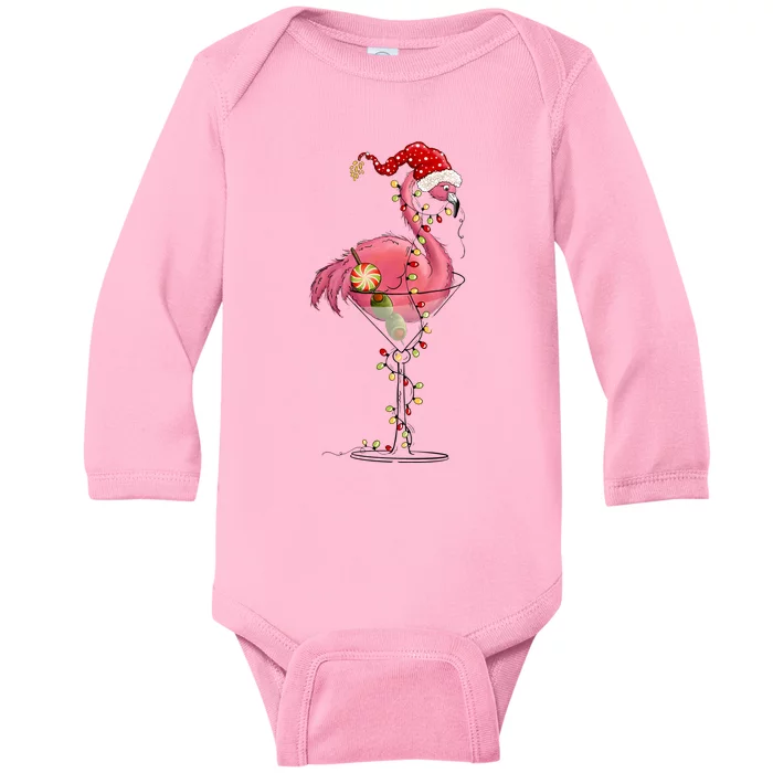 Christmas Flamingo Lights Holiday Season Baby Long Sleeve Bodysuit