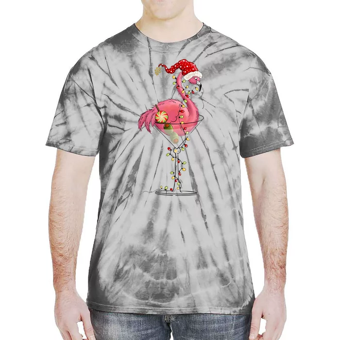 Christmas Flamingo Lights Holiday Season Tie-Dye T-Shirt