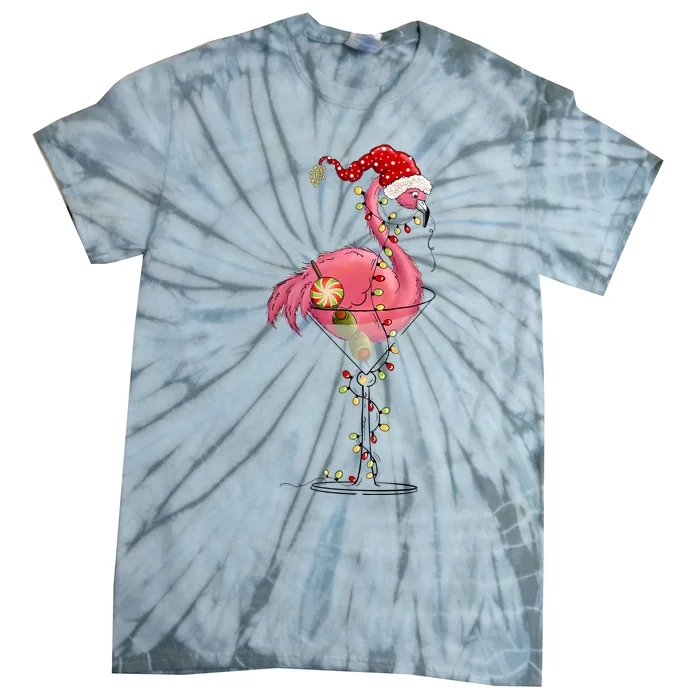 Christmas Flamingo Lights Holiday Season Tie-Dye T-Shirt