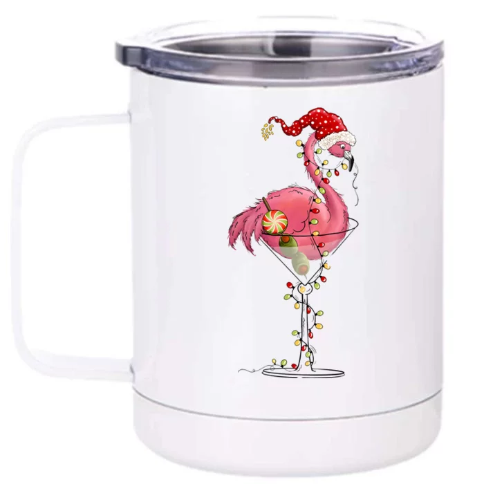 Christmas Flamingo Lights Holiday Season Front & Back 12oz Stainless Steel Tumbler Cup