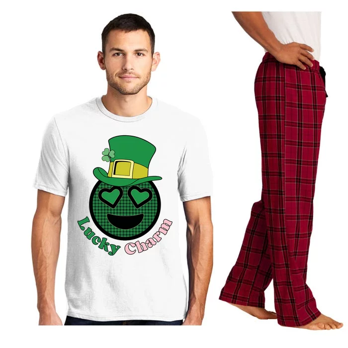 Cute Face Lucky Plaid St Pattricks Day Pajama Set