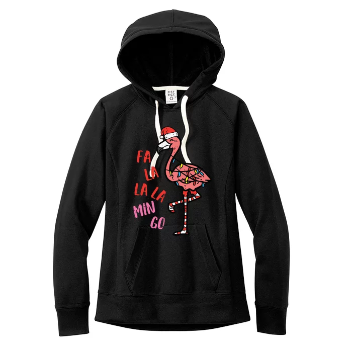 Christmas Fa La La Mingo Flamingo Xmas Women's Fleece Hoodie