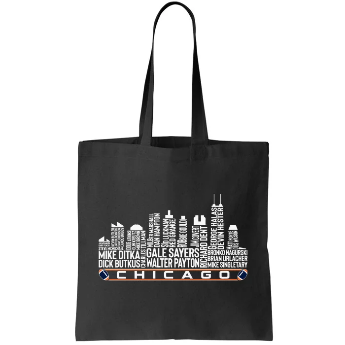 Chicago Football Legend Chicago Skyline Tote Bag