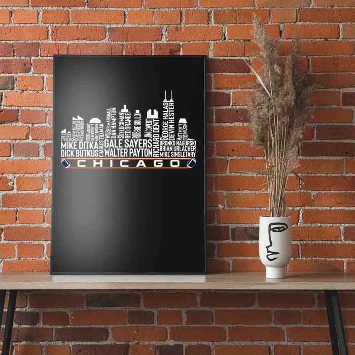 Chicago Football Legend Chicago Skyline Poster