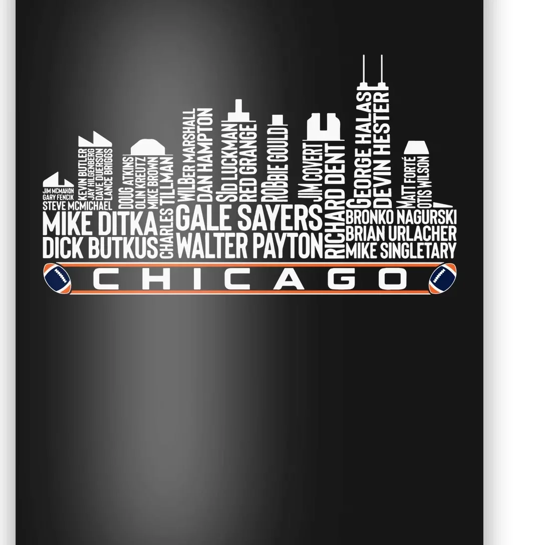 Chicago Football Legend Chicago Skyline Poster