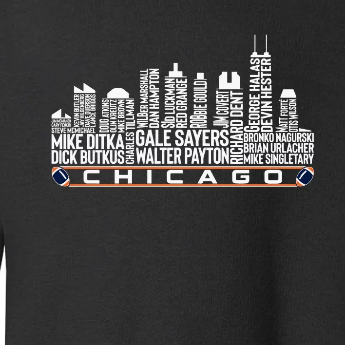 Chicago Football Legend Chicago Skyline Toddler Sweatshirt