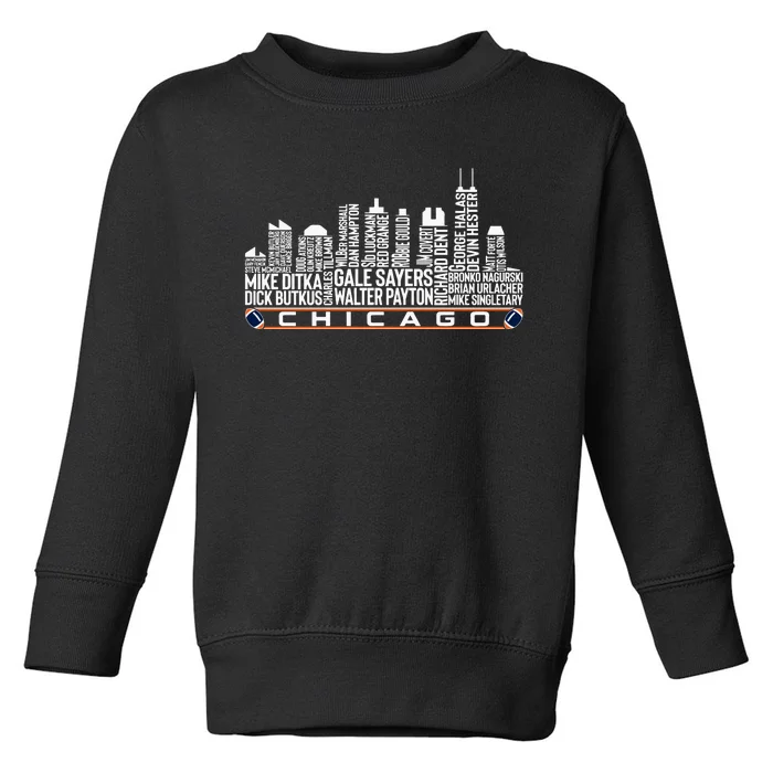 Chicago Football Legend Chicago Skyline Toddler Sweatshirt