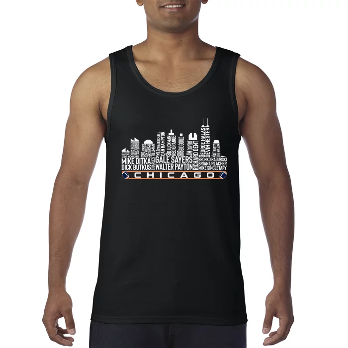 Chicago Football Legend Chicago Skyline Tank Top