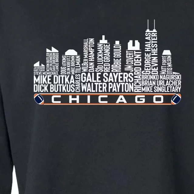 Chicago Football Legend Chicago Skyline Cropped Pullover Crew