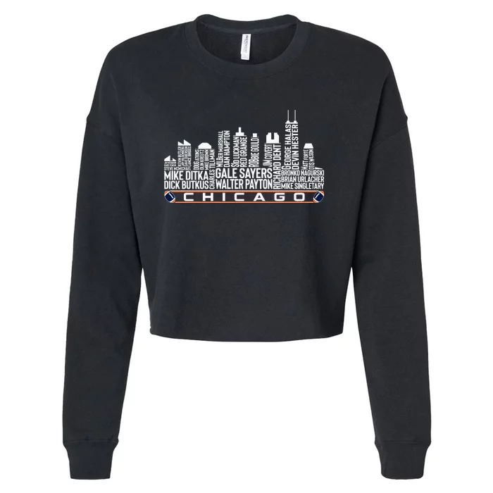 Chicago Football Legend Chicago Skyline Cropped Pullover Crew