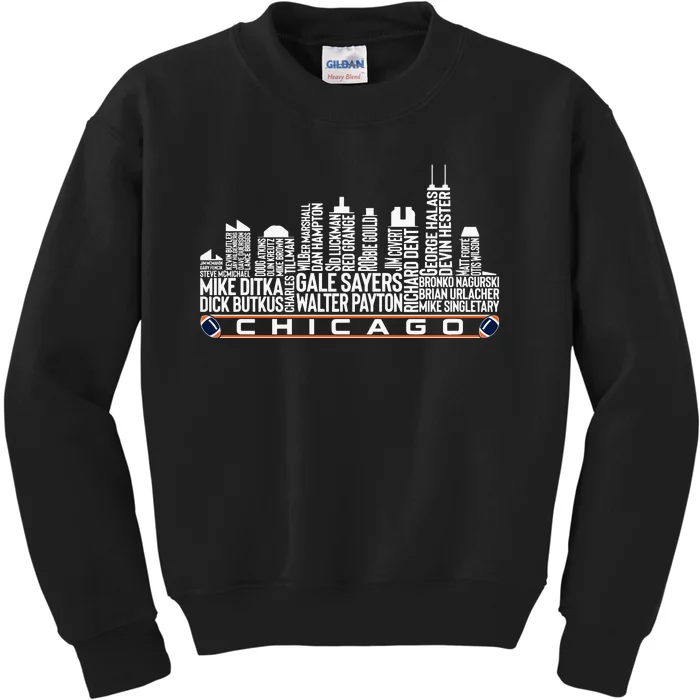 Chicago Football Legend Chicago Skyline Kids Sweatshirt