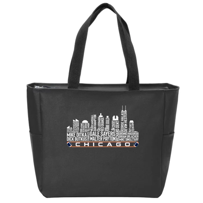 Chicago Football Legend Chicago Skyline Zip Tote Bag