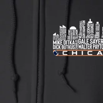 Chicago Football Legend Chicago Skyline Full Zip Hoodie