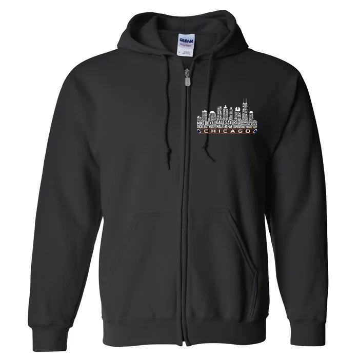 Chicago Football Legend Chicago Skyline Full Zip Hoodie