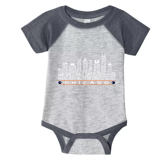 Chicago Football Legend Chicago Skyline Infant Baby Jersey Bodysuit