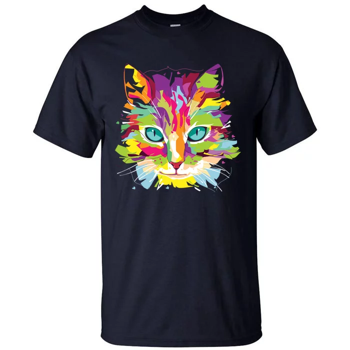 Cat Face Multigiftcolored Art Gift Tall T-Shirt