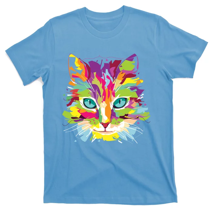 Cat Face Multigiftcolored Art Gift T-Shirt