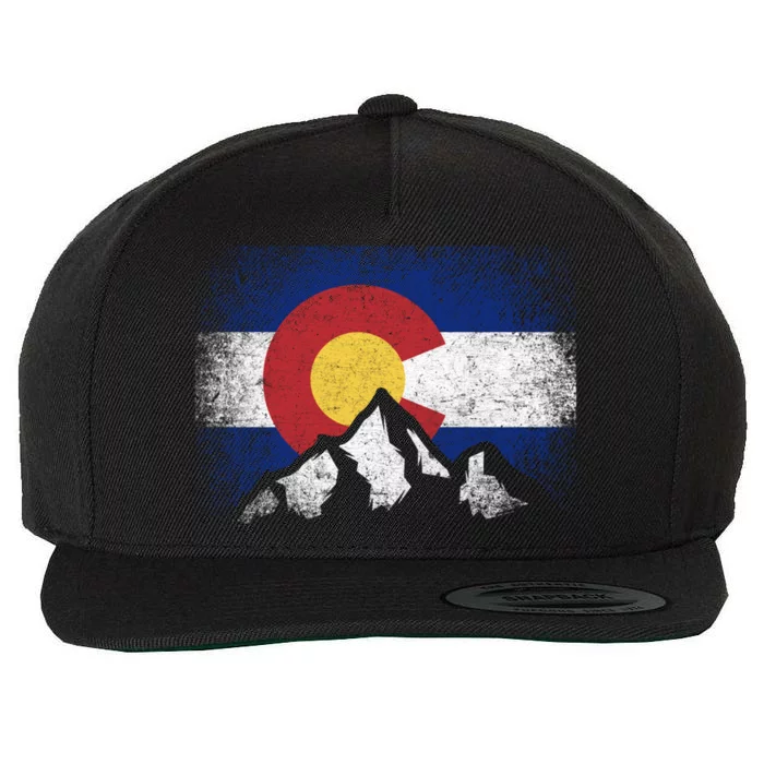 Colorado Flag Mountain Ski Winter Gift Hiker Hiking Camping Gift Wool Snapback Cap