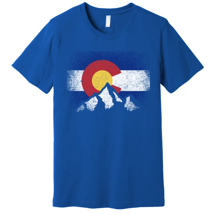 Colorado Flag Mountain Ski Winter Gift Hiker Hiking Camping Gift Premium T-Shirt