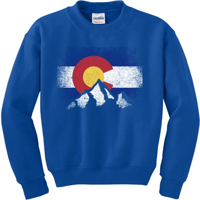 Colorado Flag Mountain Ski Winter Gift Hiker Hiking Camping Gift Kids Sweatshirt