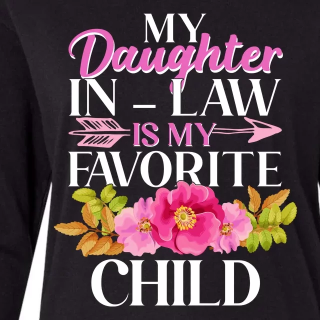 Cute Floral My Daughter In Law Is My Favorite Child Womens Cotton Relaxed Long Sleeve T-Shirt