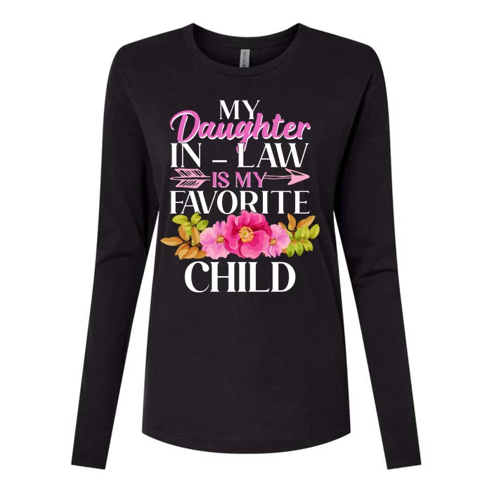 Cute Floral My Daughter In Law Is My Favorite Child Womens Cotton Relaxed Long Sleeve T-Shirt