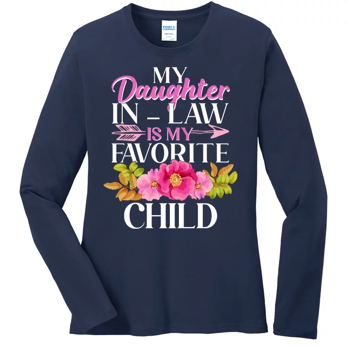 Cute Floral My Daughter In Law Is My Favorite Child Ladies Long Sleeve Shirt