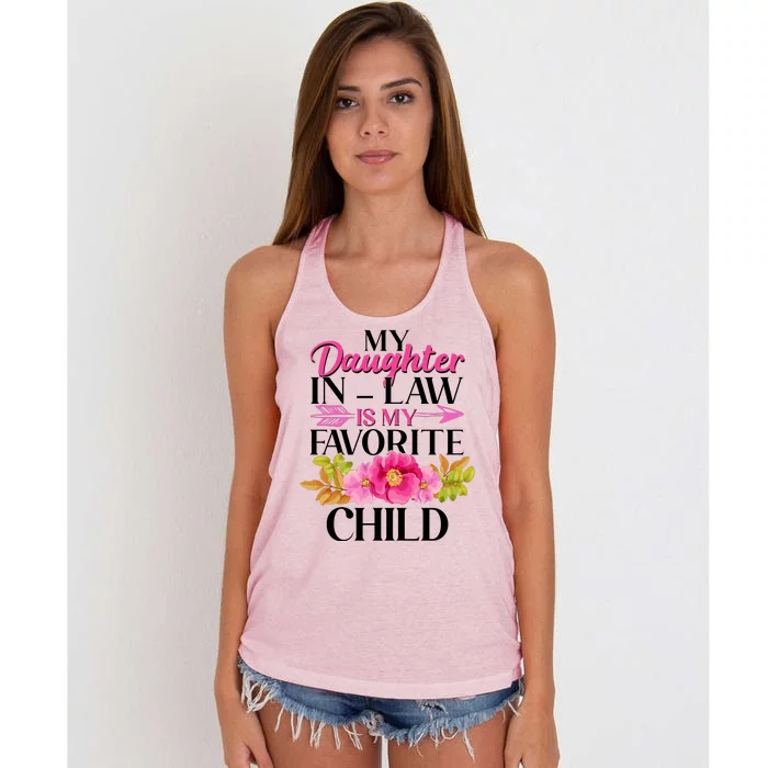 Cute Floral My Daughter In Law Is My Favorite Child Women's Knotted Racerback Tank