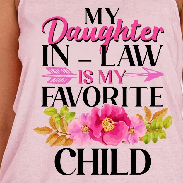 Cute Floral My Daughter In Law Is My Favorite Child Women's Knotted Racerback Tank