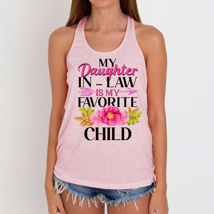 Cute Floral My Daughter In Law Is My Favorite Child Women's Knotted Racerback Tank