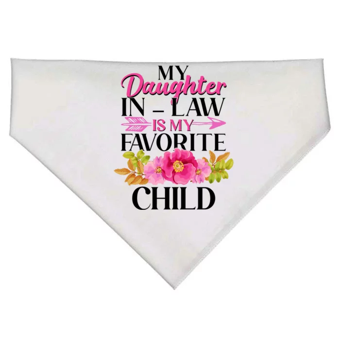 Cute Floral My Daughter In Law Is My Favorite Child USA-Made Doggie Bandana