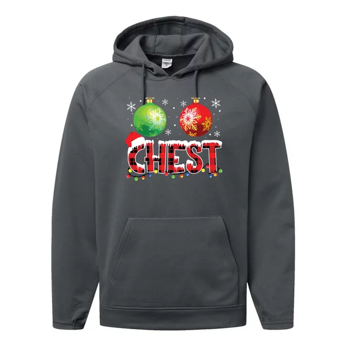 Chestnuts Funny Matching Couples Christmas Lights Nuts Chest Performance Fleece Hoodie