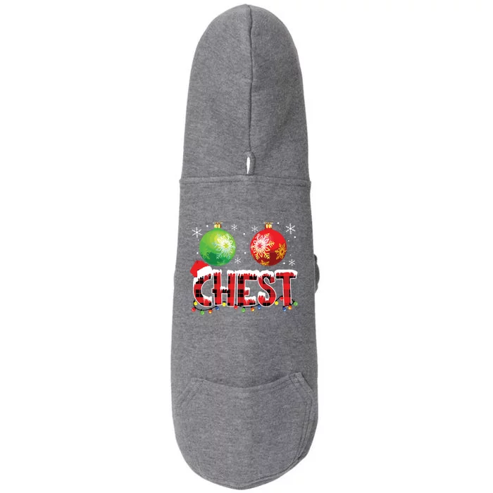 Chestnuts Funny Matching Couples Christmas Lights Nuts Chest Doggie 3-End Fleece Hoodie